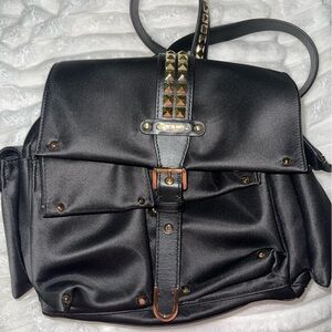 Michael Kors Black Backpack with Gold Studs